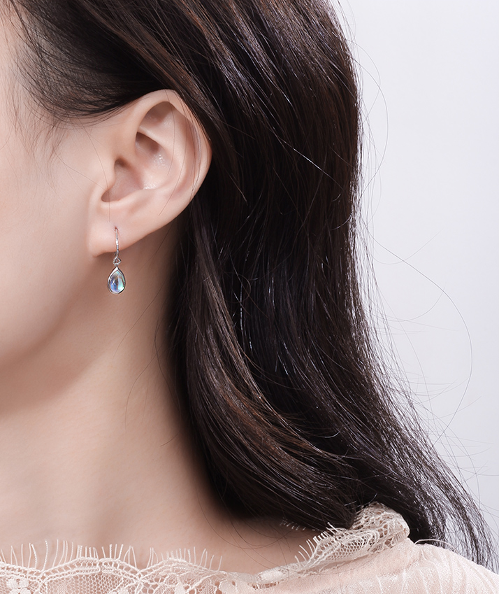Sterling silver drop-shaped glass gradient earrings female basic ins net red earrings Korean earrings