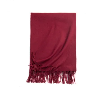 Autumn Winter Women's Solid Color Scarf Men's Plain Shawl Thickened Cloak Wine Red - Shop at LoveMi