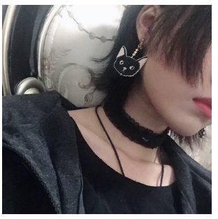 Eye Eyeball Suede Hand-made Dark Black Minority Choker Collar
