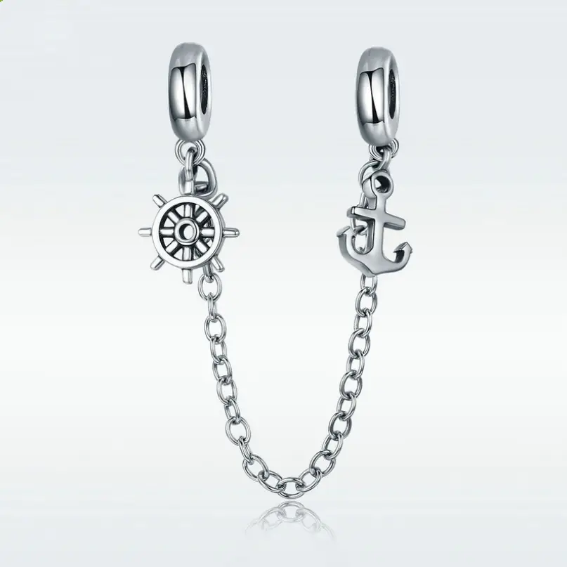 Silver Ziyun S925 sterling silver jewelry Anchor personality fashion silicone safety chain diy bracelet accessories SCC604