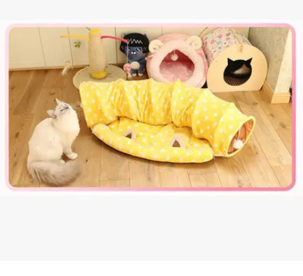Rolling dragon cat litter cat tunnel cat sleeping bag rest toy pet cat litter pad Yellow - Shop at LoveMi
