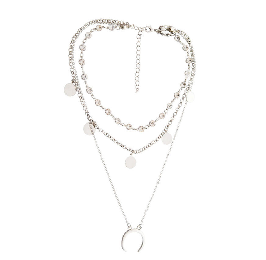 Rhinestone Moon Pendant Necklace