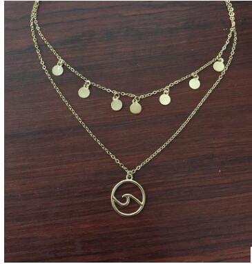 Supernatural pentagram sun moon pendant round multi-layer reindeer surf flower necklace