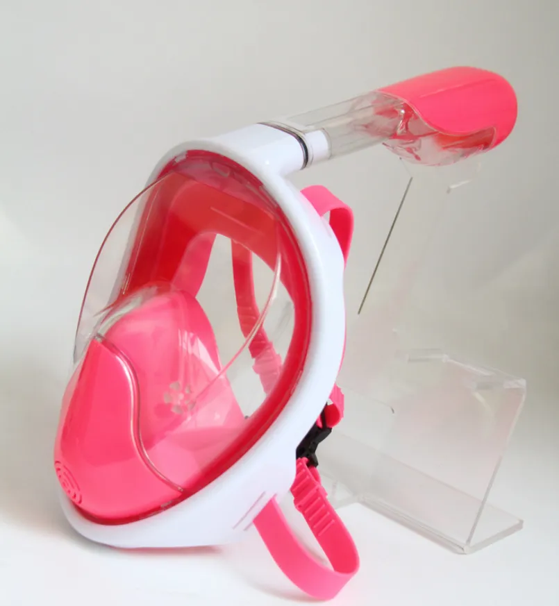 Snorkeling Full Face Silicone Gopro Anti-fog Goggles Equipment Full Dry Snorkel Swimming - Pink