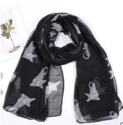 Persian cat print Parisian scarf animal scarf - Black - View 1