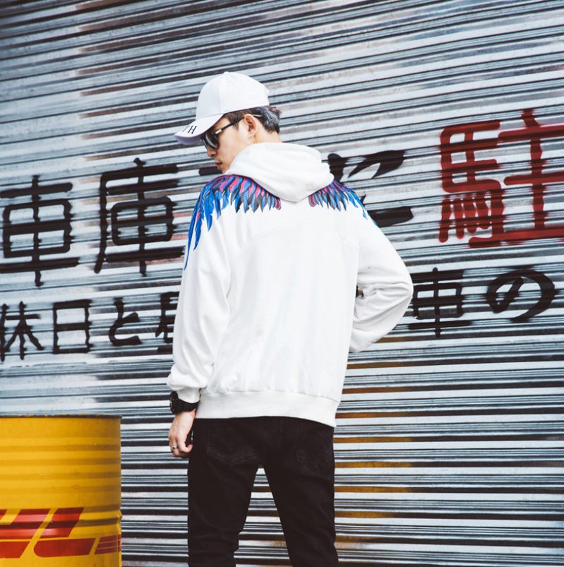 Oversize sweater men's hooded Harajuku bf loose European and American street hip hop tide brand couples national tide ins coat