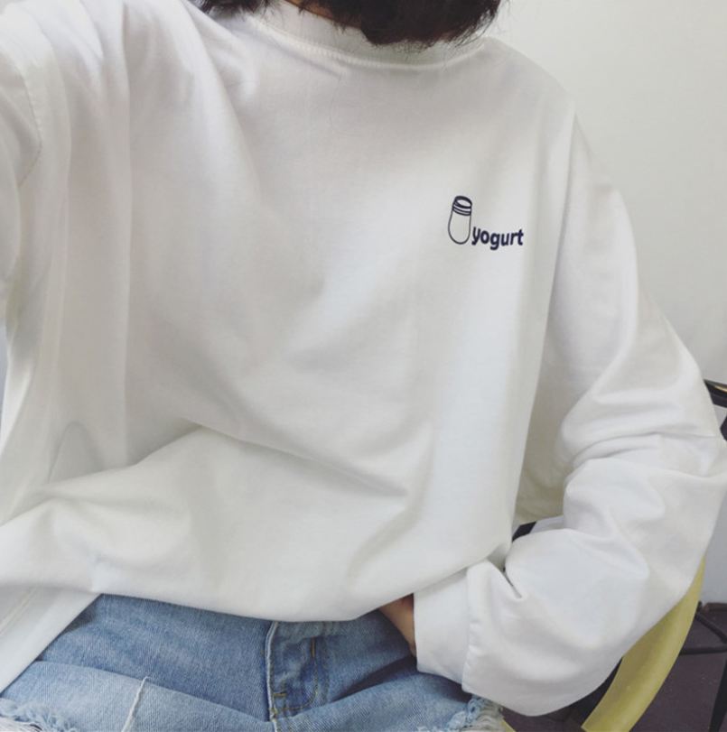 new women's long-sleeved t-shirt female students Korean version of the spring and autumn loose large size letters clothes shirt foreign trade