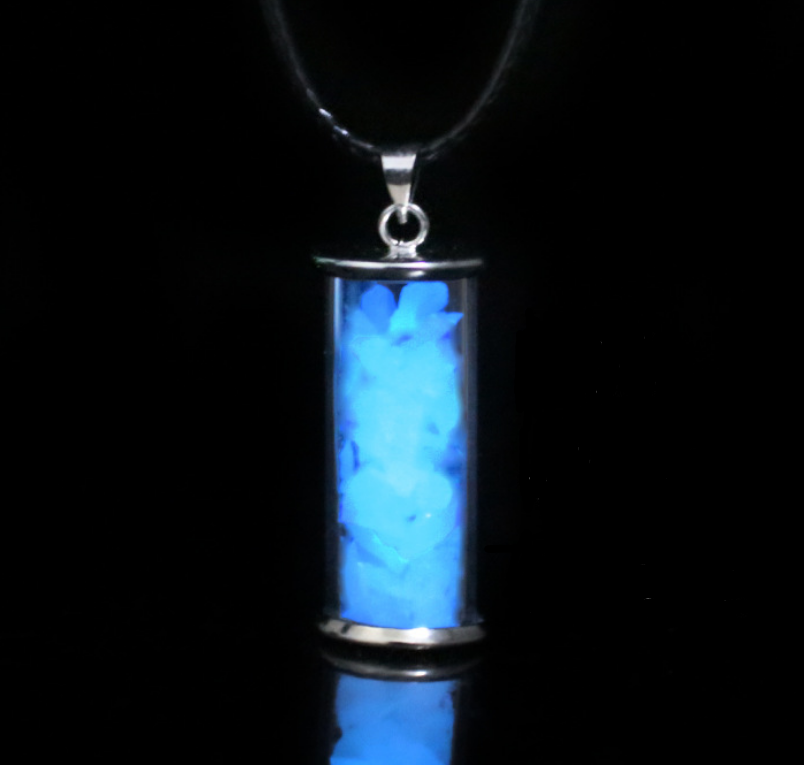 Fluorescent Wishing Bottle Pendant Glass Drifting Bottle Necklace Night Light Stone Pendant