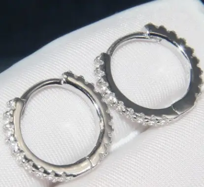 Euro-American brand S925 pure silver ear nail female inlaid crystal drill simple earring rough edge student accessories personality anti-allergy tide