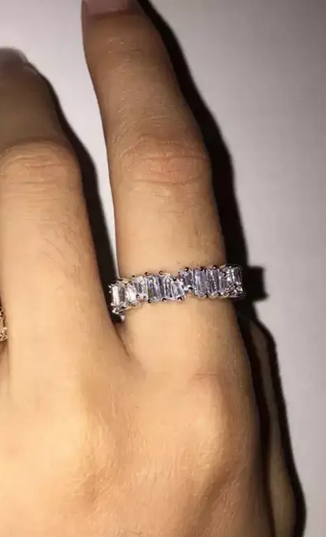 Foreign trade ring Europe and America irregular rectangular arrangement zircon ring AliExpress explosion