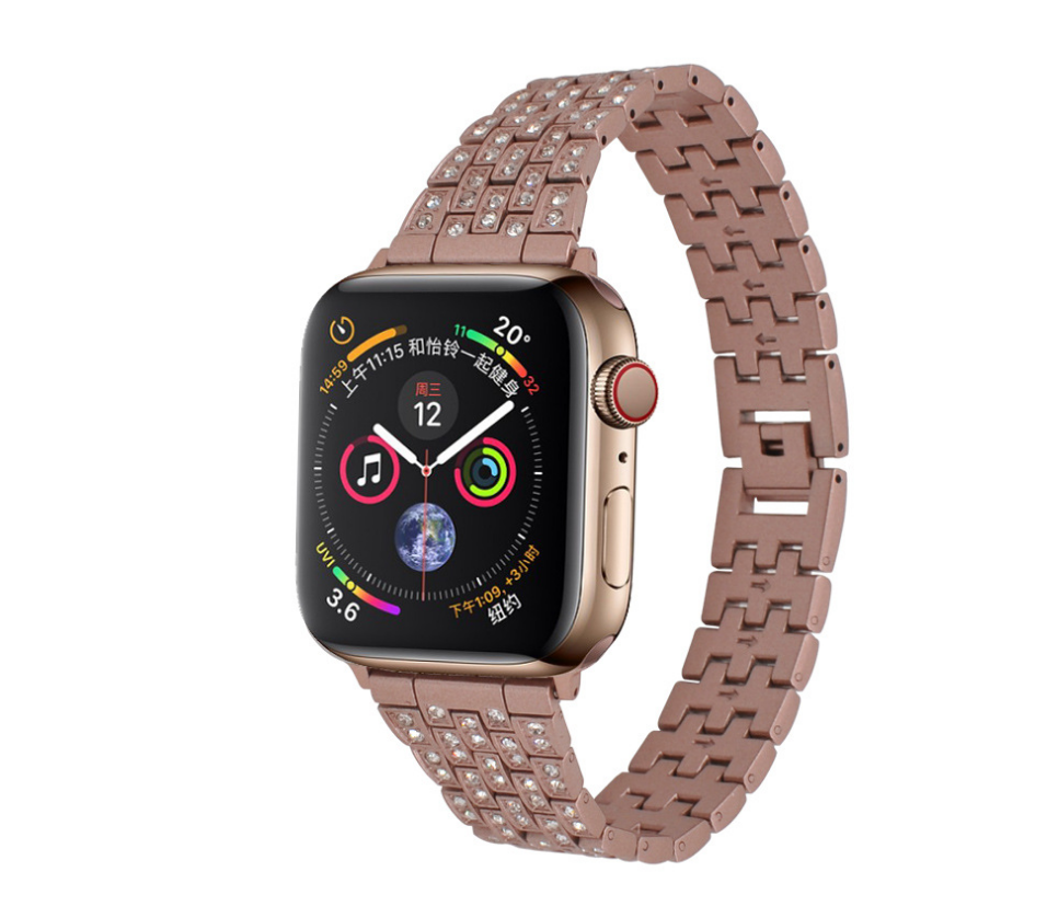 Diamond-studded metal strap