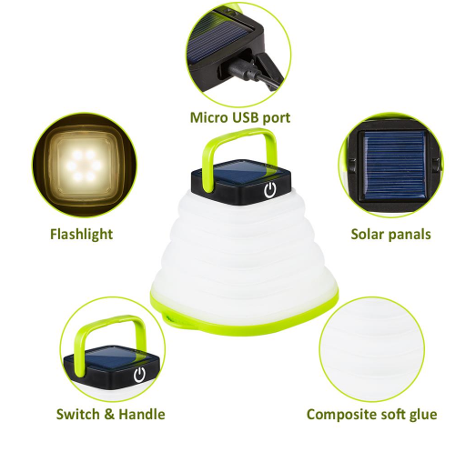 Waterproof Solar Camping Light Inflatable Emergency Hand Lamp Tent