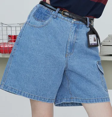 Original side pocket denim pants bf retro loose shorts women - Shop at LoveMi