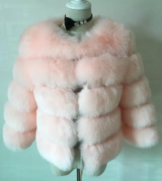 Europe And The United States Autumn And Winter New Fox Fur Fur Coat Women's Short Long sleeved Fur Artificial Fur Coat Pink - Shop at LoveMi