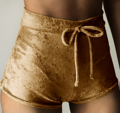 Jasmin Velvet Booty Shorts Yellow - Shop at LoveMi