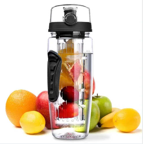 Free Fruit Infuser Juice Shaker Bottle Portable Climbing Camp Bottle - Black