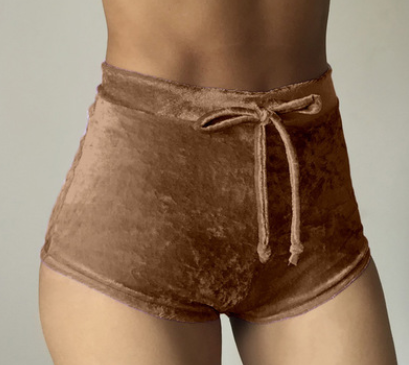 Jasmin Velvet Booty Shorts Brown - Shop at LoveMi