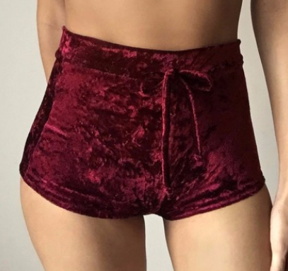 Jasmin Velvet Booty Shorts Red Wine - Shop at LoveMi