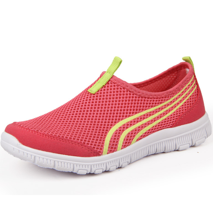 Summer mesh casual women's shoes sneakers flat bottom soft breathable mesh mother shoes women's walking shoes Red - Shop at LoveMi