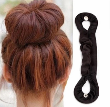 Small button hair device, meat ball head flower, must have artifact, pleated fabric hair bar Black - Shop at LoveMi