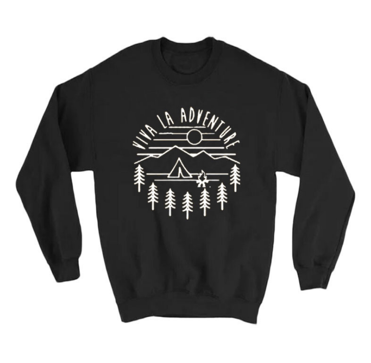 Crewneck Sweatshirt hipster retro camping hoodie yellow graphic funny Christian aesthetic pullover party tops