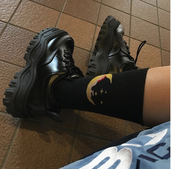 Europe and the United States spring tide soft sister wild old shoes female thick bottom small shoes platform shoes black single shoes women