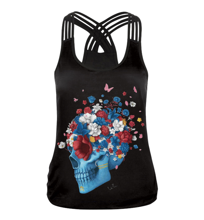 New product skull digital print vest female comfortable cross halter shirt
