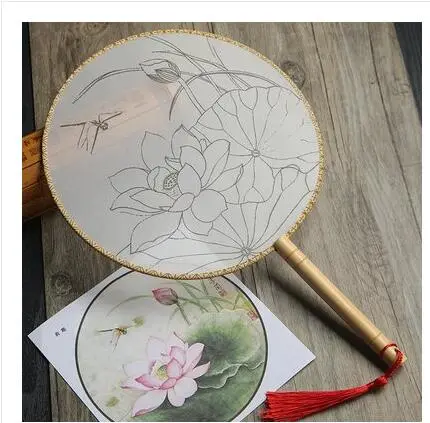 Meticulous hand painting blank round fan diy round silk Dutch Interest - Shop at LoveMi