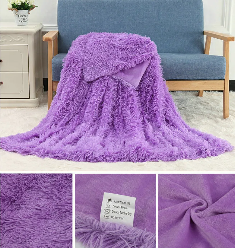 Plush Blanket Double-layer Blanket Multifunctional - Purple