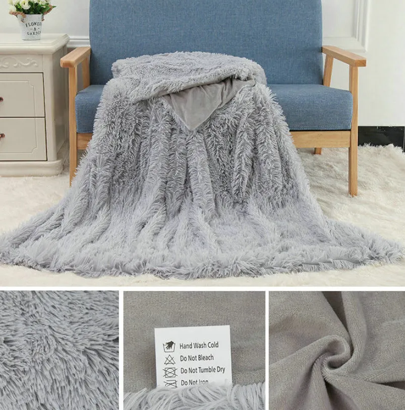 Plush Blanket Double-layer Blanket Multifunctional - Grey