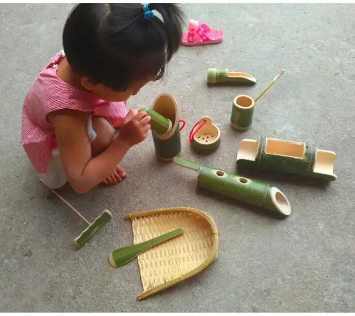 Bamboo tube toys, bamboo products, children''s sand water toys set 10 sets of sand water toys, play with sand and play with water toys