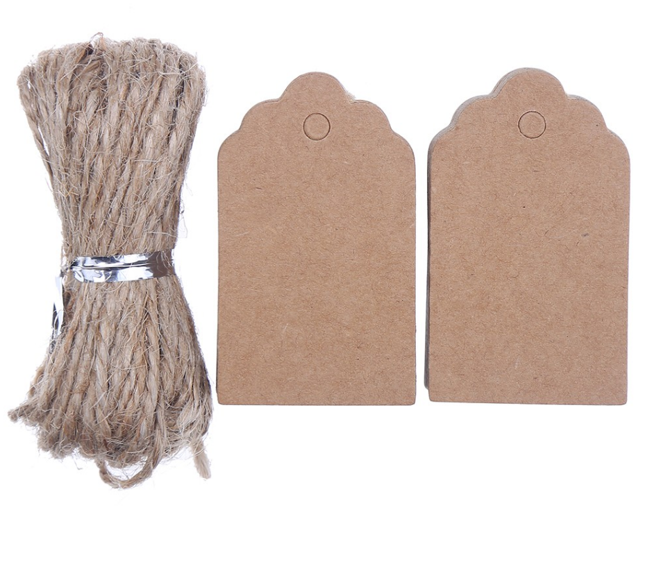 Brown kraft paper label 100 natural jute line DIY gift price tag luggage tag label
