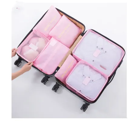 Durable Waterproof Nylon Packing Cube Travel Organizer Bag Light Pink - Shop at LoveMi