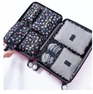Durable Waterproof Nylon Packing Cube Travel Organizer Bag - Navy A