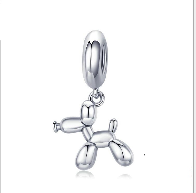 Cute balloon dog s925 sterling silver pendant ladies beaded bracelet necklace jewelry