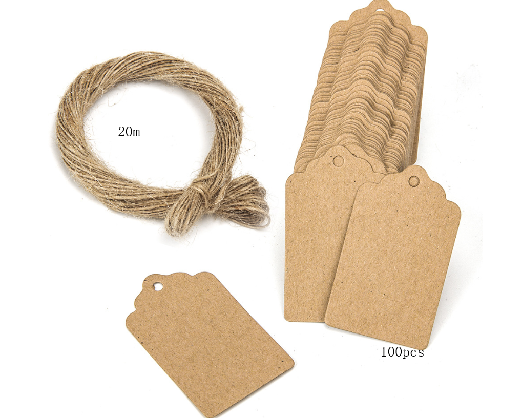Brown kraft paper label 100 natural jute line DIY gift price tag luggage tag label