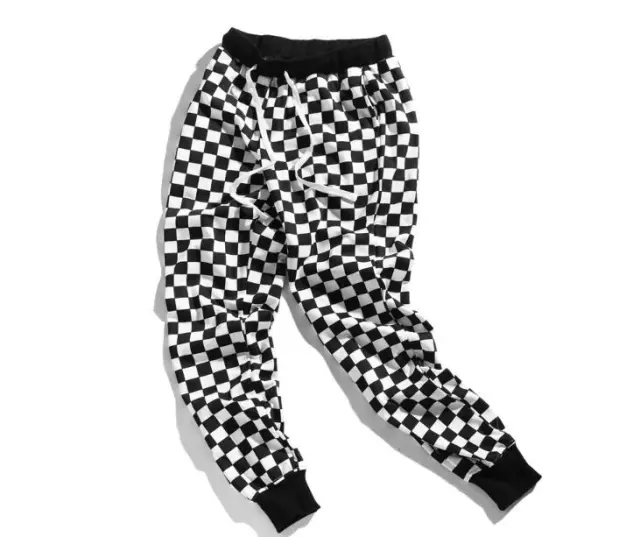 Couples pants new European and American street tide beam feet pants Harajuku black and white thousand bird pattern hip hop nine pants Black And W... Black And White Plaid Xxl - Shop at LoveMi