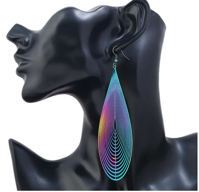 Openwork water drops colorful earrings