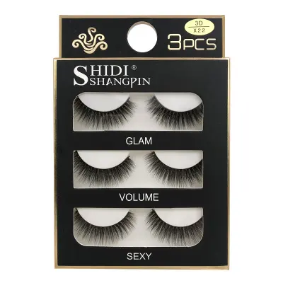 3D Mink Eyelashes 3 Pairs of Natural Fiber Long