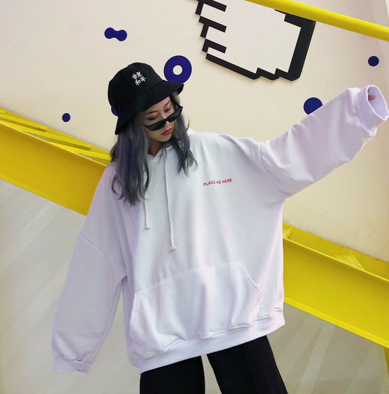 Hooded sweater female bf tide Korean students loose ulzzang thin section lazy wind ins long sleeve jacket cool