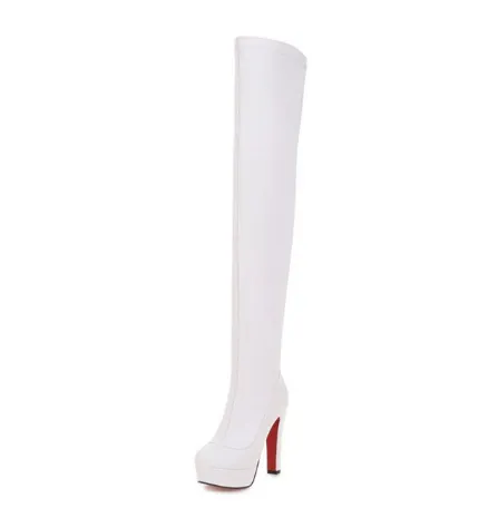 Wild super high heeled knee boots White - Shop at LoveMi
