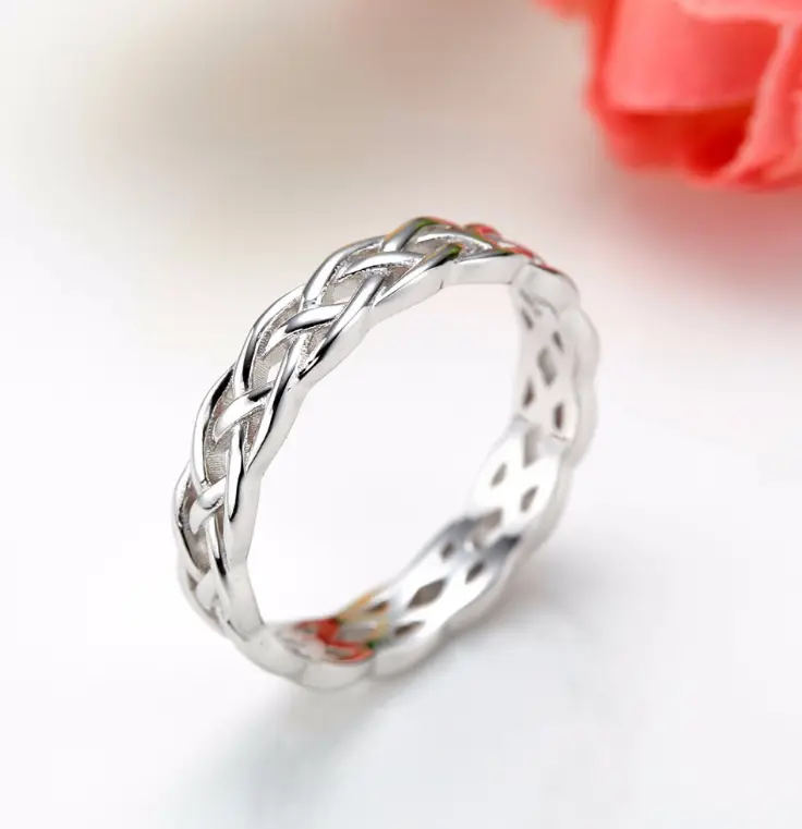 Fashion Women's 4mm Silver 925 Silver Ring