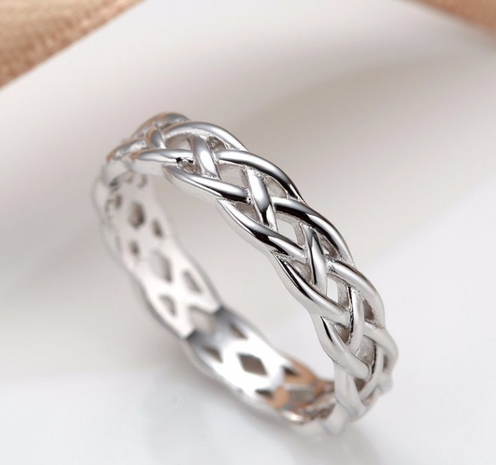 Fashion Women's 4mm Silver 925 Silver Ring