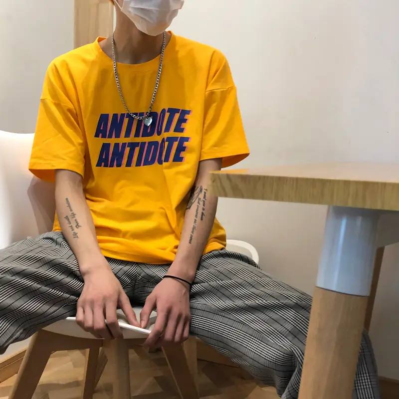 Ins Harajuku bf wind letter print t-shirt loose ulzzang short-sleeved couple shirt student half sleeve tide