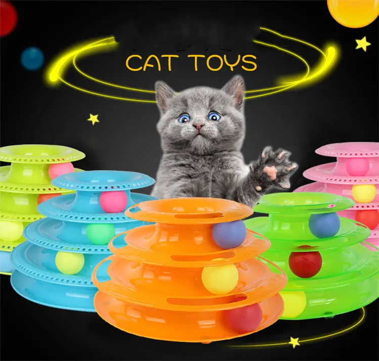 Interactive Funny Four Layer Cat Turntable Pet Ball Tower