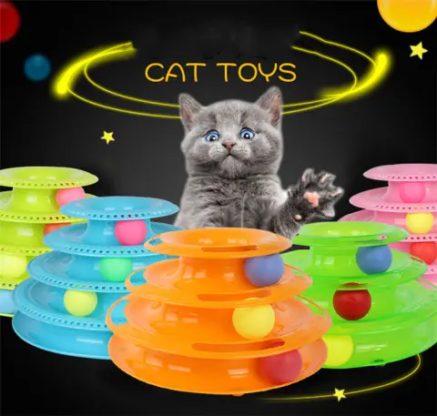 Interactive Funny Four Layer Cat Turntable Pet Ball Tower