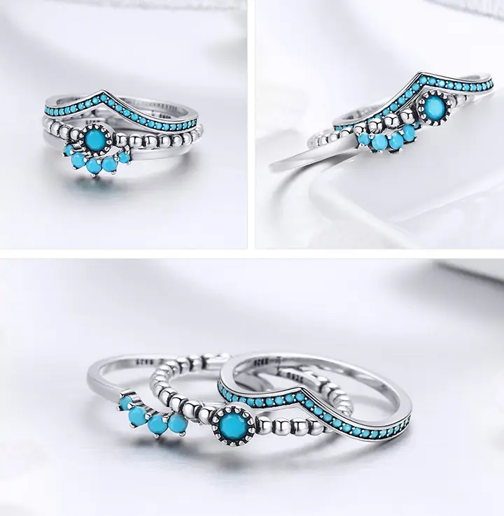 Veroco original design s925 sterling silver ladies unique your personality combination stitching ring SCR368