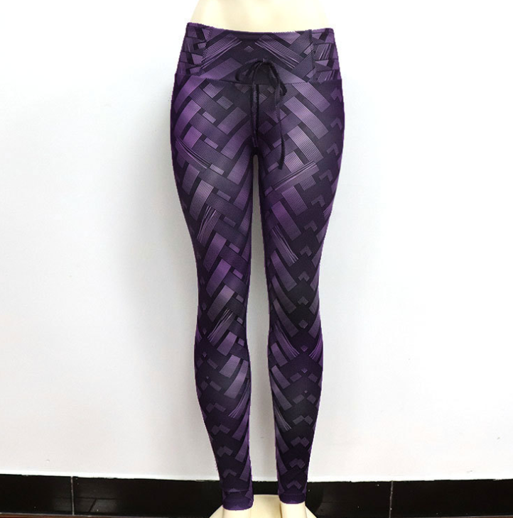High Waist Iron Weave Print Push Up Yoga Workout Leggings Violet Xl - Shop at LoveMi