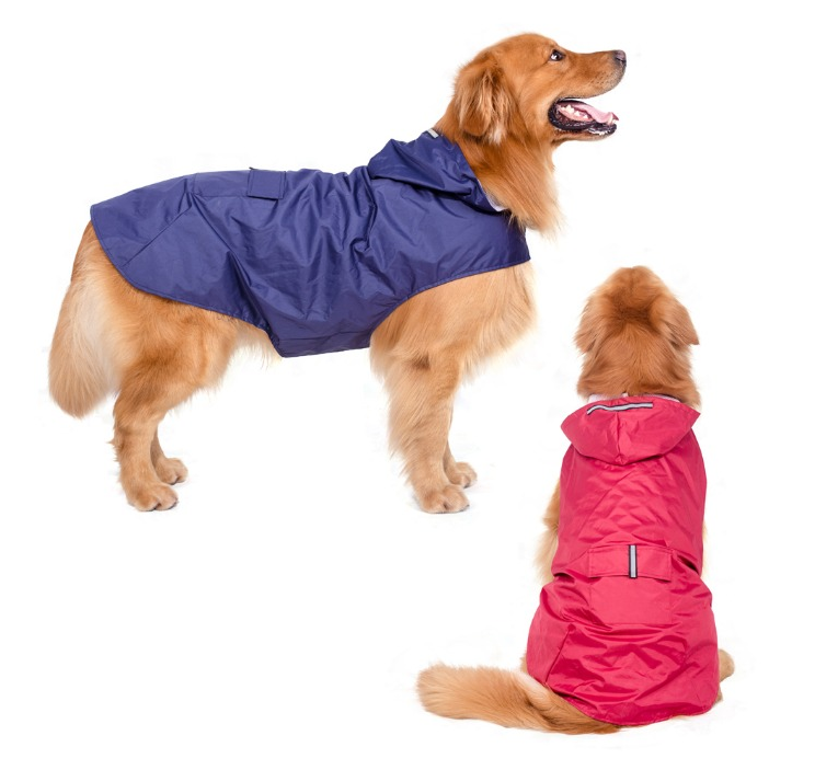 Factory direct new pet clothes big dog reflective raincoat poncho super strong waterproof hooded two-legged dog clothes