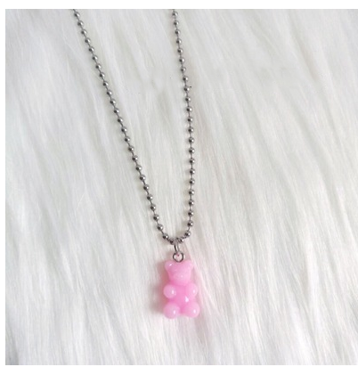 Gummy Bear Pendant Stainless Steel Tu Cool Girl Necklace